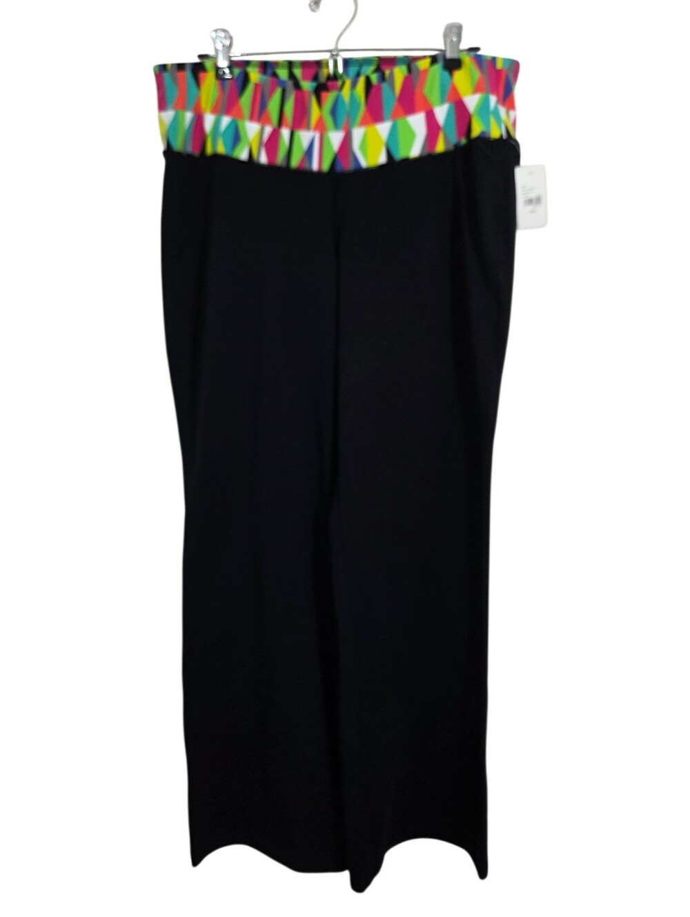 NWT Lane Bryant BootCut Athletic Leggings Black Colorful Waistband Size 14 16